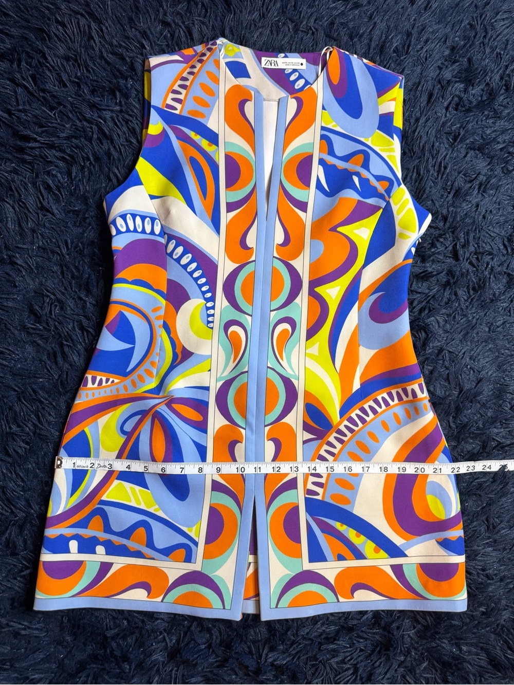 Zara multi coloured print Mini Sleeveless Dress. Size XL - Picture 10 of 16